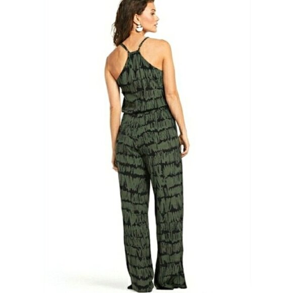 Evereve Anama Womens Zane Split Leg Jumpsuit Olive Green Racer Back size XS - Picture 2 of 15